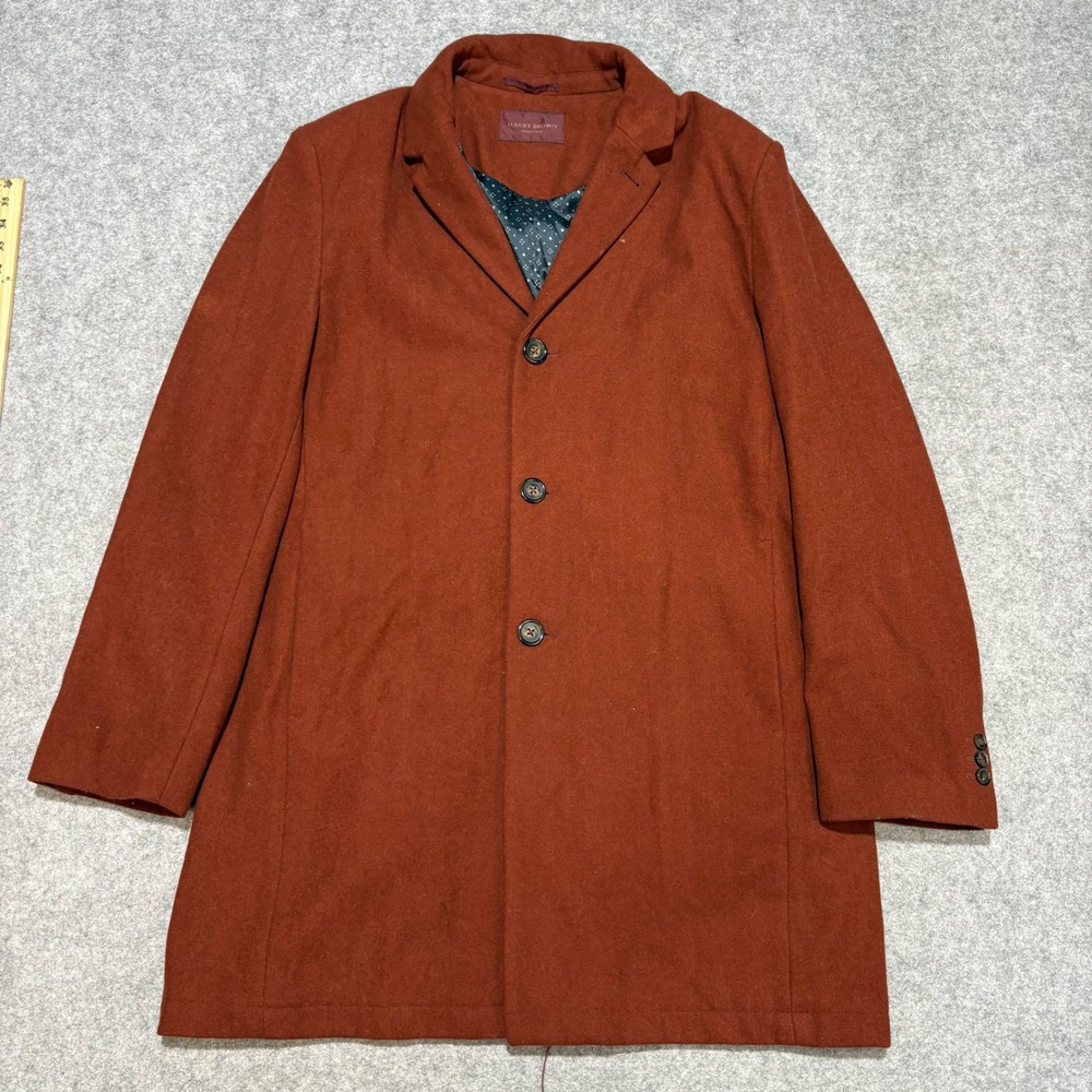 Harry Brown Heritage Rust Orange Overcoat Single Breasted Wool Blend Jacket